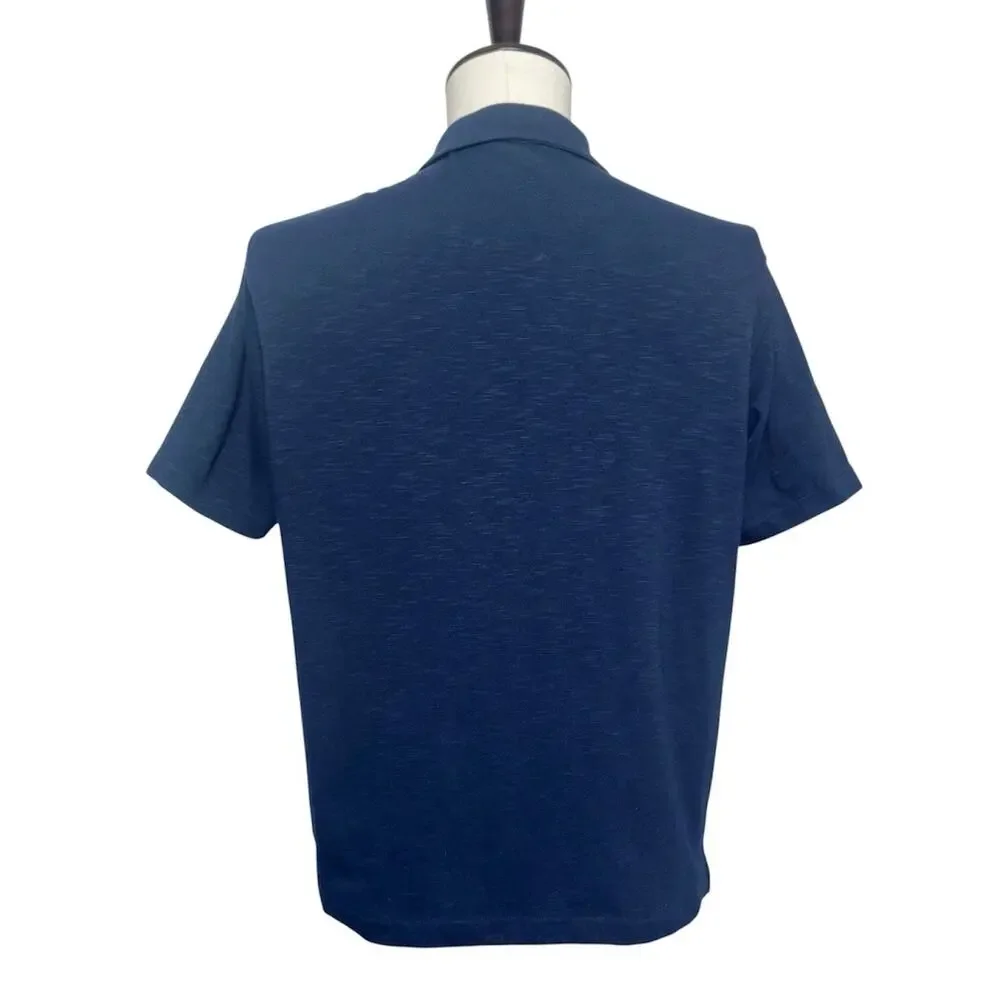 Uniqlo | Men | AIRism Navy Cotton Open Collar SS Button Up Shirt | Small
